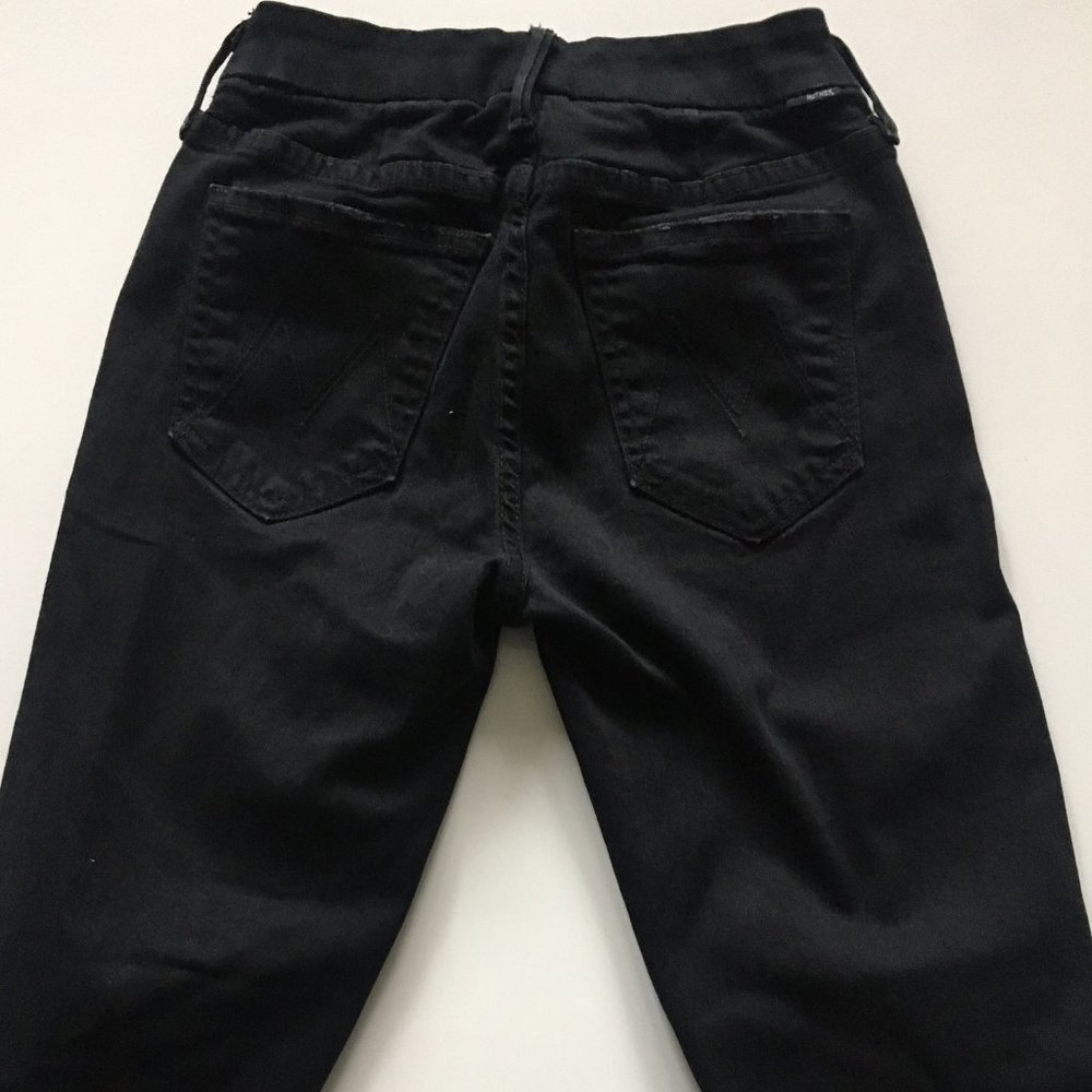 Mother The Looker Ankle Fray Skinny Black Jeans 24